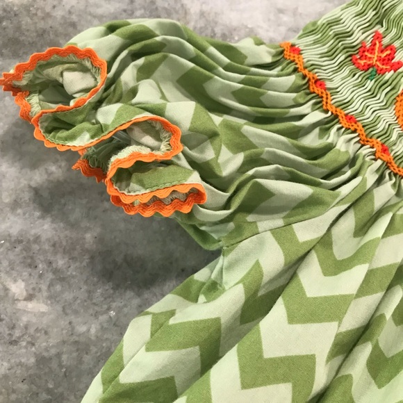 Anavini Hand Smocked Pumpkin Dress Rick Rack Size 2 - Picture 4 of 6